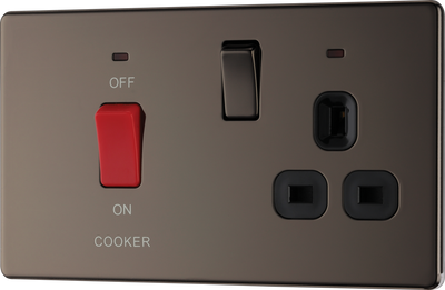BG FBN70B Nexus Screwless Flat-Plate Switched Socket Cooker Unit Black Nickel