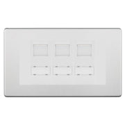 BG Screwless Brushed Steel 3 Gang RJ45 CAT6 Data Socket White Insert by British General (BG-FBSRJ453C5EW)