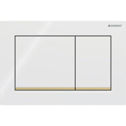 Geberit Omega20 Square WC Dual Flush Plate - White & Gold - 115.080.KK.1 by Geberit (Geberit-115.080.KK.1)