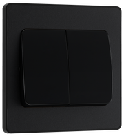 BG Evolve PCDMB42WB Matt Black 2 Gang 20A 16AX 2 Way Switch-Black Insert by British General (BG-PCDMB42WB-Shopify-SA_1)