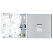 BG Screwless Polished Chrome 1 Gang Master Telephone Socket FPCBTM1 with 25mm Steel Back Box