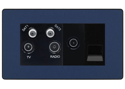 BG Evolve Matt Blue Quadplex Combination TV Socket PCDDB69B by British General (BG-PCDDB69B)