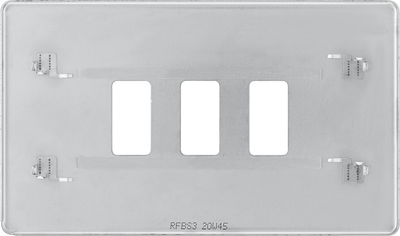 BG Electrical RFBS3 Nexus Grid Brushed Steel Screwless Front Plate 3 Module