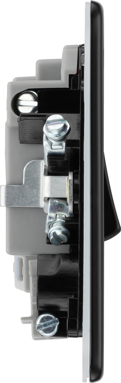 BG Evolve Matt Black Switched Fused Spur Unit Neon & Cable FFB53 by British General (BG-FFB53-1)