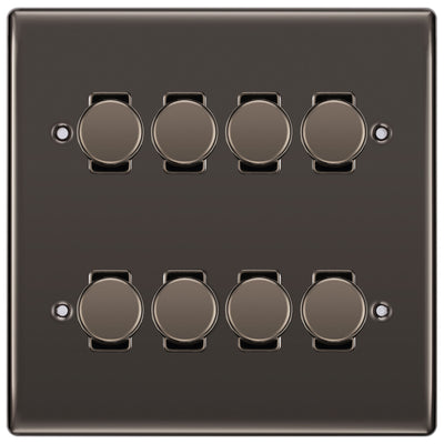 BG Black Nickel 8 Gang Trailing Edge LED Dimmer Light Switch 2 Way Custom Switch