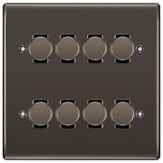 BG Black Nickel 8 Gang Trailing Edge LED Dimmer Light Switch 2 Way Custom Switch by British General (NEXUS-BN-8G-CUSTOM-8xDIMMER-2Way)