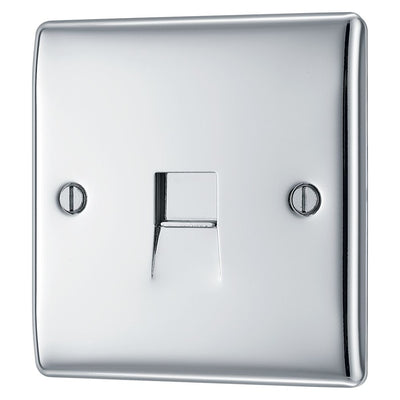 BG Nexus Polished Chrome Single Slave Telephone Socket NPCBTS1 with 35mm Steel Back Box