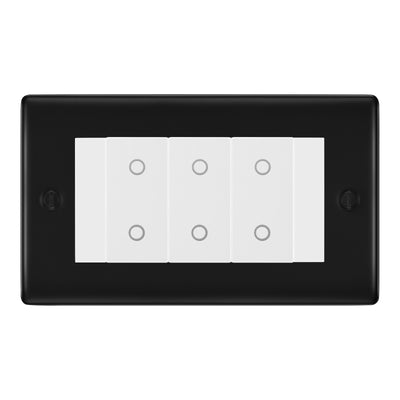 BG Nexus Matt Black Triple Master Touch Dimmer Switch - White Insert by British General (BG-EMTDMW+NFBEMR4)