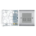 BG Nexus Brushed Steel Double Slave Telephone Socket NBSBTS2 with 35mm Steel Back Box