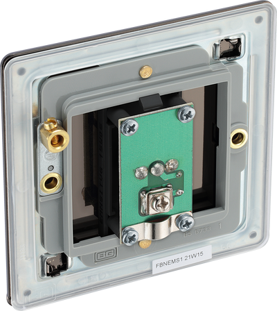 BG FLATPLATE SCREWLESS FBN62 Single Gang Isolated Co-Axial Socket - Black Nickel by British General (BG-FBN62)