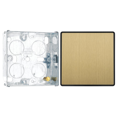 BG Evolve Satin Brass 2 Way Single Edge to Edge Rocker Switch PCDSB12EB with 25mm Steel Back Box