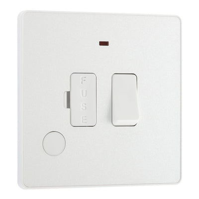 BG Evolve Pearlescent White 13A Switched Spur + Neon PCDCL52W with 35mm Steel Back Box
