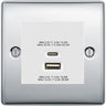 BG Nexus Polished Chrome 45W USB Wall Socket Euro Module USB-A & C-White Insert by British General (BG-NPCEMS2+EMUSBAC45W)