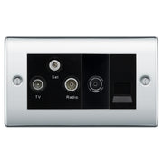 BG Nexus Polished Chrome TV/FM/SAT + Return & 1 Gang Tel - Screened Triplex Socket NPC68B by British General (BG-NPC68B)