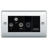 BG Nexus Polished Chrome TV/FM/SAT + Return & 1 Gang Tel - Screened Triplex Socket NPC68B by British General (BG-NPC68B)