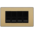 BG Evolve Satin Brass 4 Gang RJ11 Telephone Socket Euro Module - Black Insert