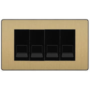 BG Evolve Satin Brass 4 Gang RJ11 Telephone Socket Euro Module - Black Insert by British General (BG-PCDSBRJ114B)