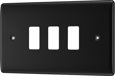BG RNFB3 Nexus Metal Matt Black 3 Module Grid Front Plate by British General (BG-RNFB3)