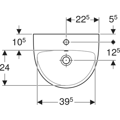 Geberit Selnova 450mm Cloakroom Basin - 1 Tap Hole - 501.408.00.6 by Geberit (Geberit-501.408.00.6)