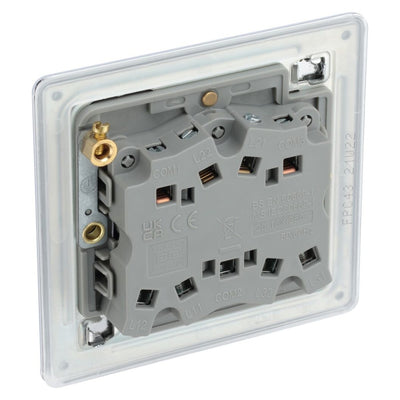 BG Screwless Polished Chrome 20A 16AX 2 Way Triple Light Switch FPC43 with 25mm Steel Back Box