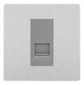 BG Evolve Brushed Steel Single RJ11 Telephone Socket PCDBSRJ111 - Grey Insert