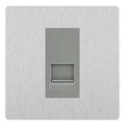 BG Evolve Brushed Steel Single RJ11 Telephone Socket PCDBSRJ111 - Grey Insert by British General (BG-PCDBSRJ111G)