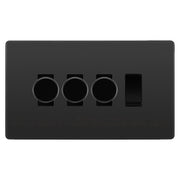 BG Evolve Black Chrome 4 Gang Light Switch 3x Trailing Edge LED Dimmer 1x 2 Way Custom Switch by British General (Evolve-BC-CUSTOM-4GANG-3x-DIMMER-1x-2WAY)