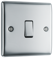 BG NPC12 Nexus Metal Polished Chrome 1 Gang 10A 10AX 2 Way Plate Switch by British General (BG-NPC12-Shopify-SA_1)