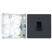 BG Evolve Matt Grey 20A 2 Pole LED Switch PCDMG31B with 25mm Steel Back Box