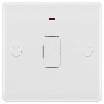 BG 857 Moulded Round Edge | White | 13A Flex Outlet Neon Unswitched Fused Connection Unit by British General (BG-857)