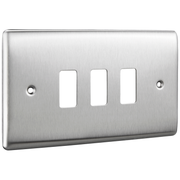 BG Nexus GNBS3 Grid Brushed Steel 3 Gang Front Plate by British General (BG-GNBS3-1)