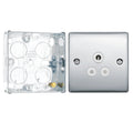 BG Nexus Polished Chrome 5A Unswitched Round Pin Socket NPC29W with 25mm Steel Back Box