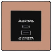 BG Evolve Polished Copper 45W USB Wall Socket Euro Module USB-A & C-Black Insert by British General (BG-PCDCPEMS2B+EMUSBAC45B)