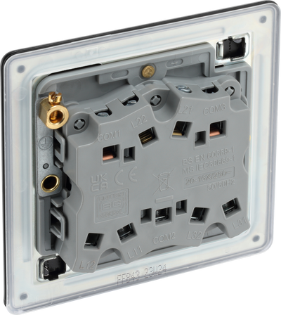BG Nexus Flatplate Screwless Matt Black Triple Light Switch FFB43 20 Amp by British General (BG-FFB43-1)
