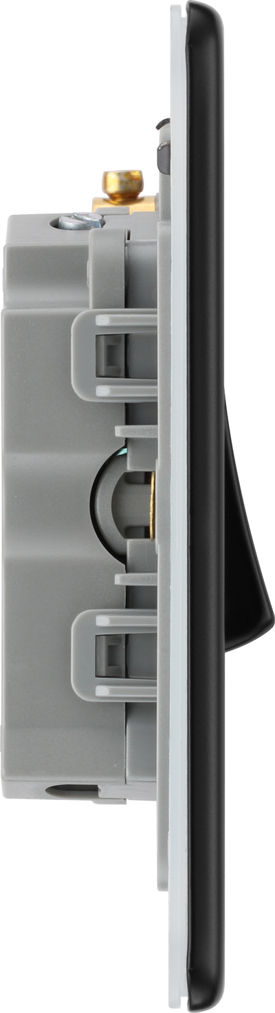 BG Nexus Flatplate Screwless Matt Black Triple Light Switch FFB43 20 Amp by British General (BG-FFB43-1)