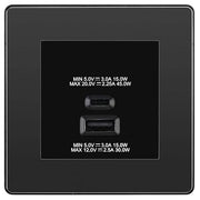 BG Evolve Black Chrome 45W USB Wall Socket Euro Module USB-A & C - Black Insert by British General (BG-PCDBCEMS2B+EMUSBAC45B)