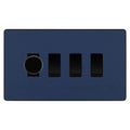 BG Evolve Matt Blue 4 Gang Switch 1x Trailing Edge LED Dimmer 3x Intermediate Custom Grid Switch