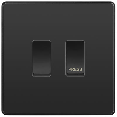 BG Evolve Black Chrome 2G Grid Switch Kit – 20A 2-Way & Retractive Press Module by British General (BG-Evolve-BC-2G-1x2Way-1xPress)