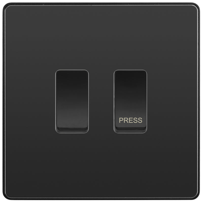 BG Evolve Black Chrome 2G Grid Switch Kit – 20A 2-Way & Retractive Press Module