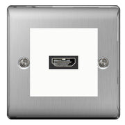 BG Nexus Brushed Steel HDMI Socket White insert by British General (BG-EMHDMIW+NBSEMS2-1)