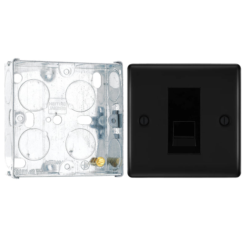 BG Nexus Matt Black Single Master Telephone Socket NFBBTM1 with 25mm Steel Back Box