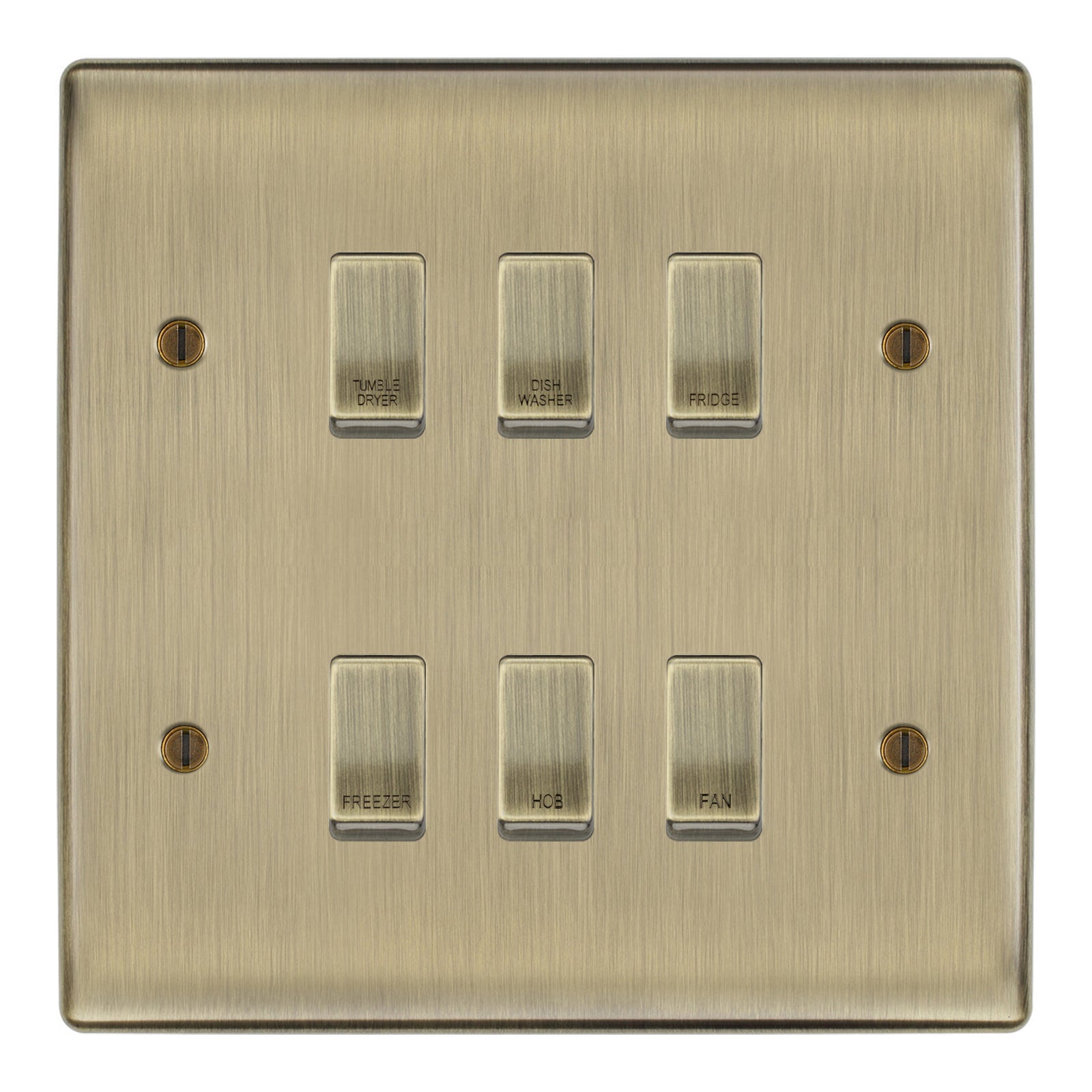 BG Antique Brass Custom Grid Switch Panel Labelled Kitche...