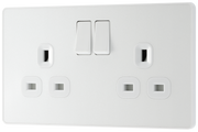 BG PCDCL22W Pearlescent White Evolve 2 Gang 13A Switched Socket Outlet - White Insert by British General (BG-PCDCL22W-Shopify-SA_1)