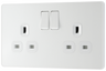 BG PCDCL22W Pearlescent White Evolve 2 Gang 13A Switched Socket Outlet - White Insert by British General (BG-PCDCL22W-Shopify-SA_1)