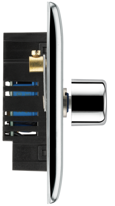 BG NPC81 Nexus Metal Polished Chrome 1 Gang 200W 2 Way Trailing Edge Push Type Dimmer Switch