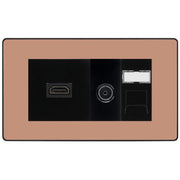 BG Evolve Media Wall Plate — TV Aerial, HDMI & CAT6 | Polished Copper Screwless by British General
