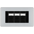 BG Screwless Polished Chrome 3 Gang RJ45 Cat6 Data Socket Outlet Black Inserts