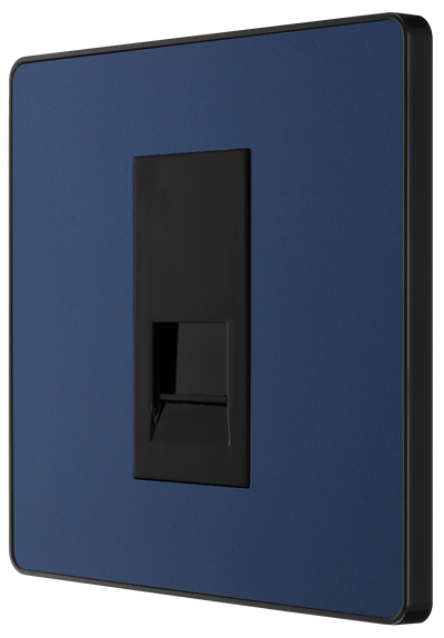 BG PCDDBBTS1B Matt Blue Evolve 1 Gang Secondary Telephone Outlet - Black Insert