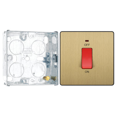 BG Evolve Satin Brass 45A DP Single Plate + Neon PCDSB74B with 25mm Steel Back Box