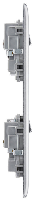 BG NBS222EM8G Nexus Metal 2x 2G Socket 13A + 2x 4 Module Aperture - Grey Insert - Brushed Steel by British General (BG-NBS222EM8G)